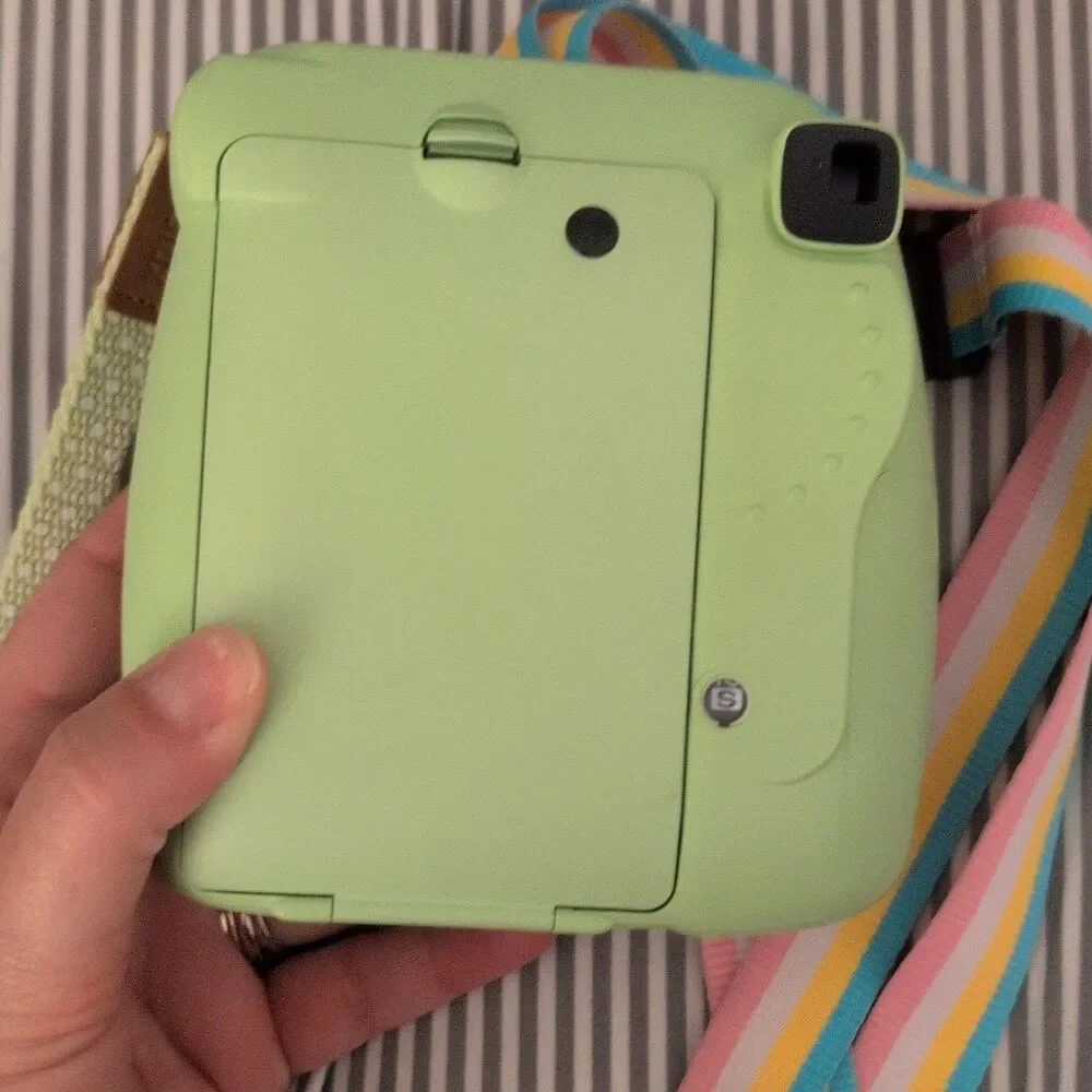 Fujifilm Instax Mini 9 Lime Instant Film Camera With Blue Silicone Cover, Works